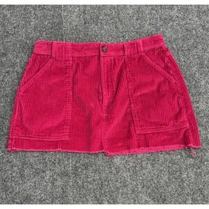GAP Women's Mini Skirt Size 12‎ 100% Cotton Corduroy Cranberry Pink Frayed Y2K